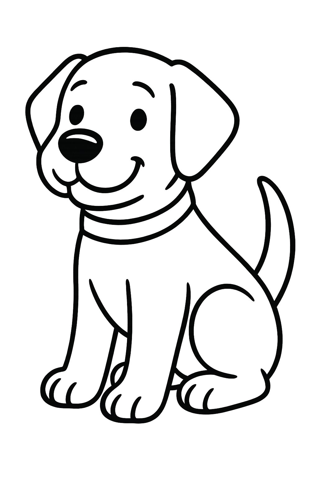 A Labrador Retriever dog standing and looking forward.