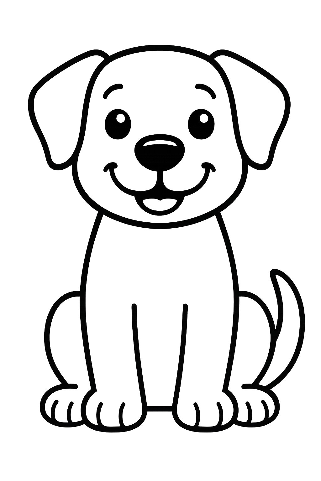 A happy dog sitting upright with a friendly expression.