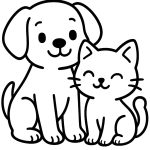 Coloring Pages Dog and Cat