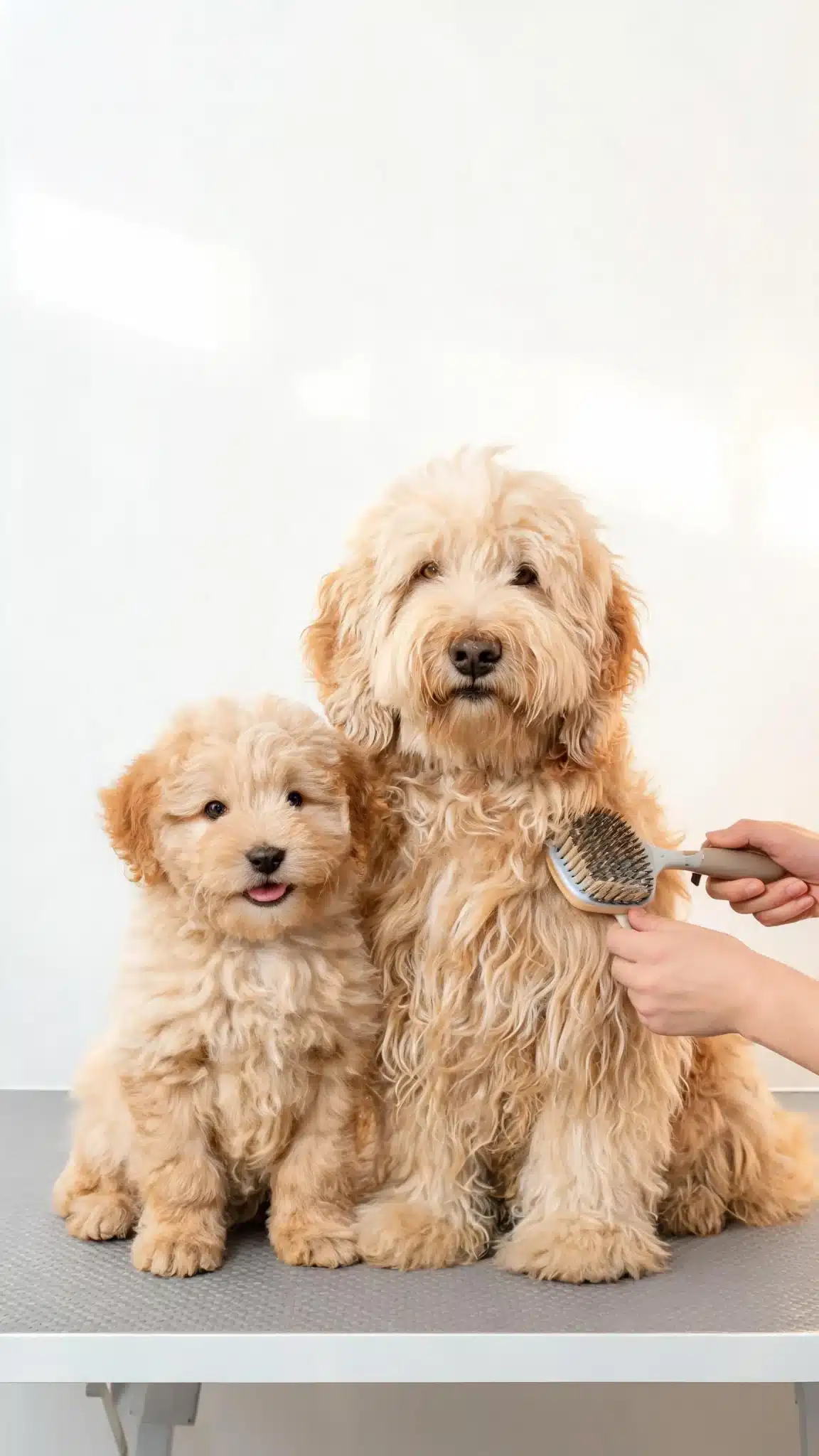 What brushing schedule works for puppies, adults, and long coats?